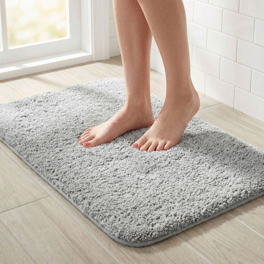 Soft Plush Non Slip Extra Quick Dry Anti Skid Bath Rugs 20"x32" Grey